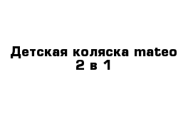  Детская коляска mateo 2 в 1